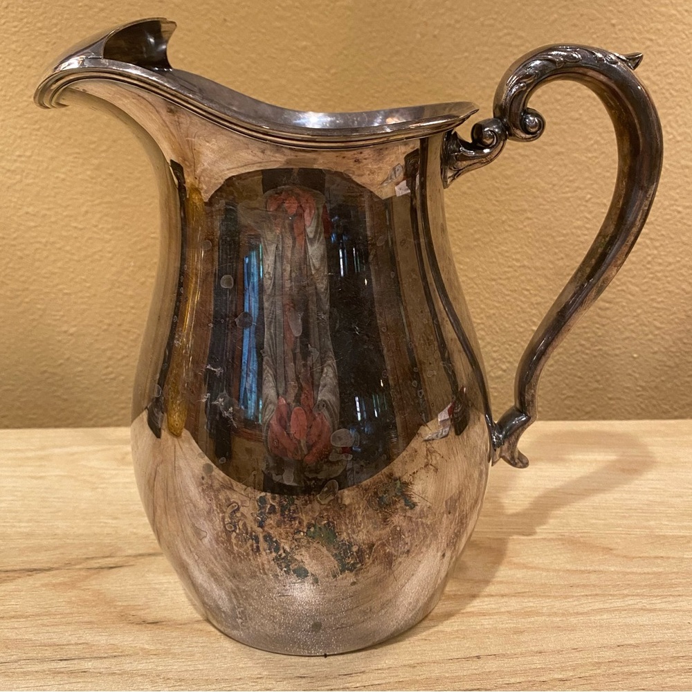 CRESCENT SILVER PLATED pitcher, needs cleaning.
